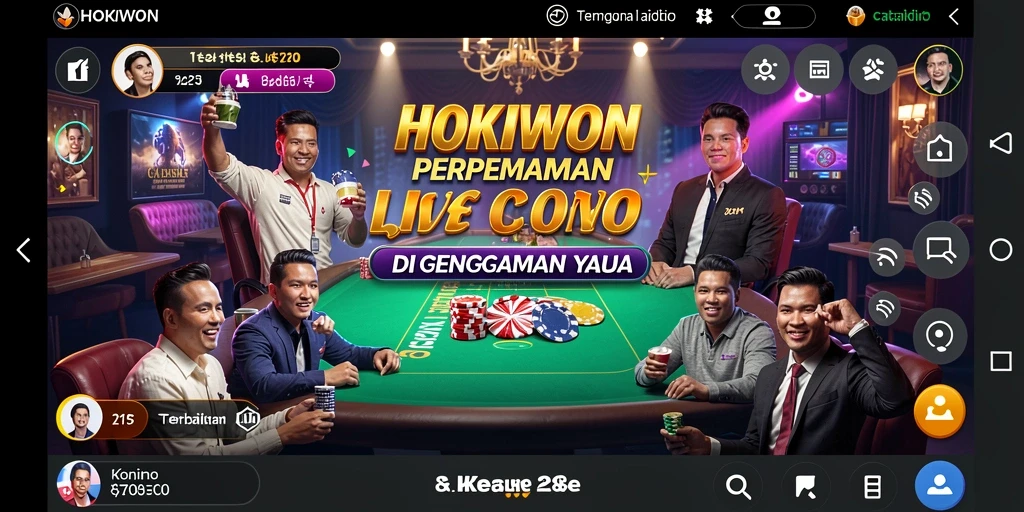 Screenshot menunjukkan dealer langsung berinteraksi dengan pemain dalam HOKIWON.