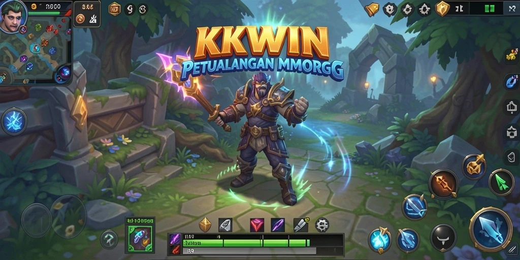 Screenshot gameplay KKWIN, menunjukkan aksi seru dalam pertempuran MMORPG.