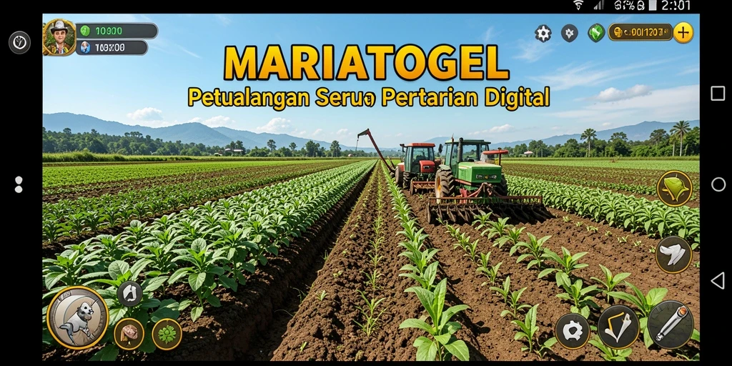 Tangkapan layar MARIATOGEL menampilkan dunia pertanian yang indah dan interaktif.