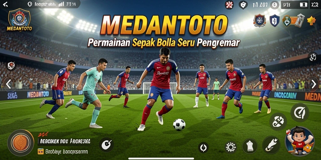 Tampilan gameplay mendebarkan dalam MEDANTOTO, penuh aksi sepak bola.