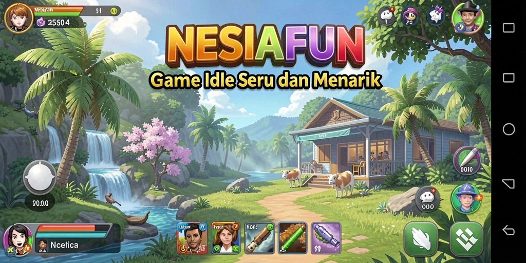 Tampilan gameplay NESIAFUN yang menampilkan interaksi karakter.
