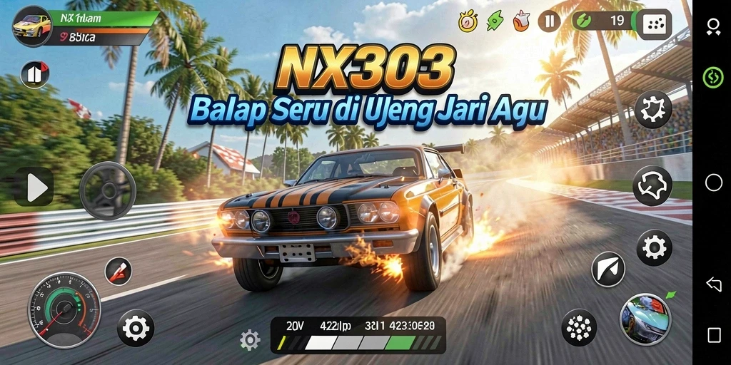 Gameplay seru dari NX303 dengan balapan yang sangat mendebarkan.
