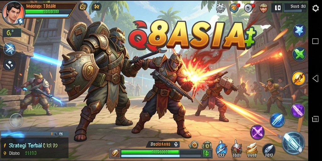 Tampilan screenshot QQ88ASIA yang menampilkan aksi pertempuran strategi.