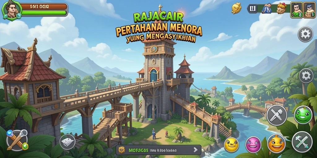 Tampilan gameplay menarik dari RAJACAIR dalam genre Tower Defense.