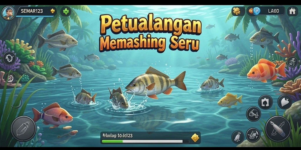 Tampilan gameplay SEMAR123 yang menakjubkan saat menangkap ikan.