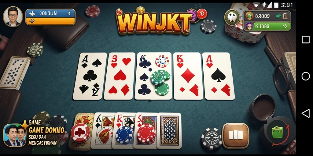 Tampilan gameplay seru dalam WINJKT yang menampilkan aksi Domino.